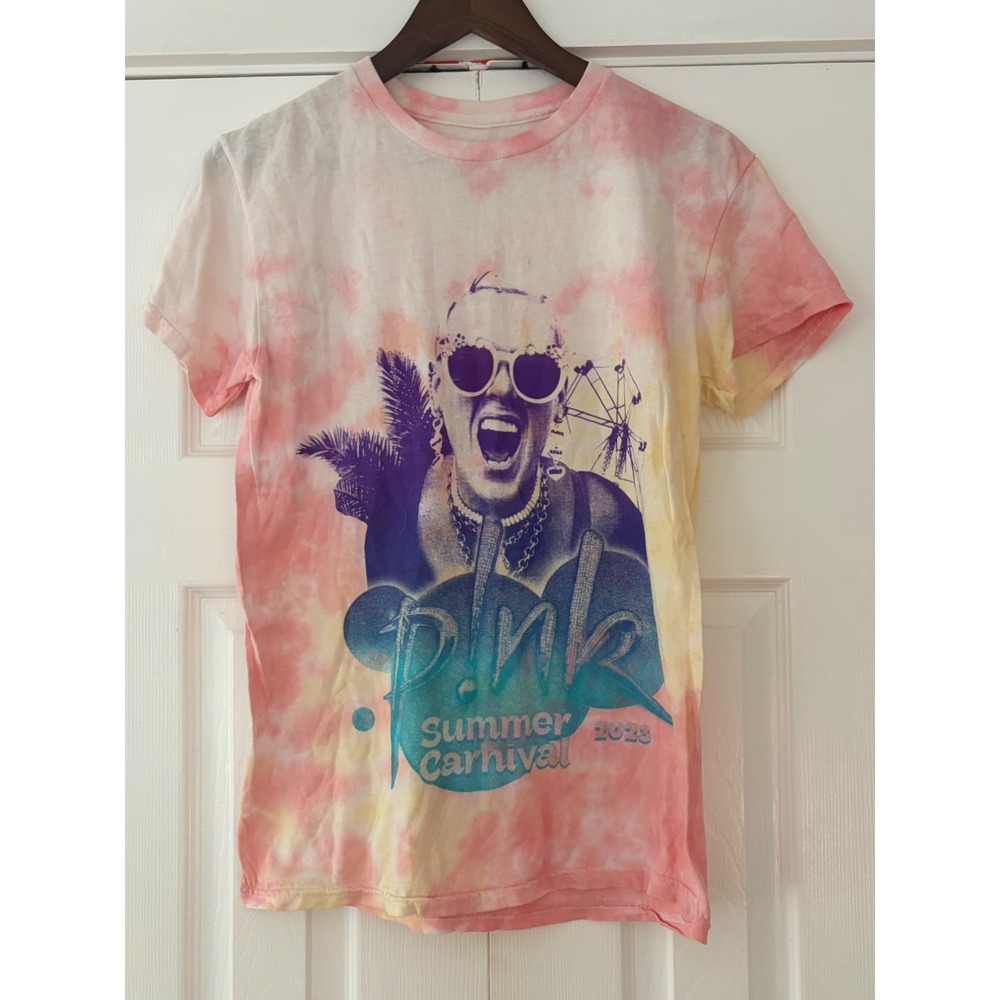 P!nk Summer Carnival 2023 Tour T-Shirt Pink Yellow Tie Dye Concert Graphic Small